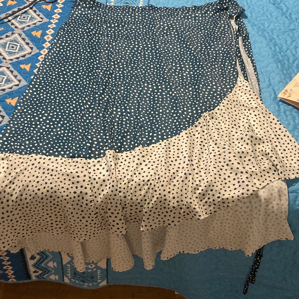 Summersalt Asymmetrical Polka Dot Skirt - Navy and White